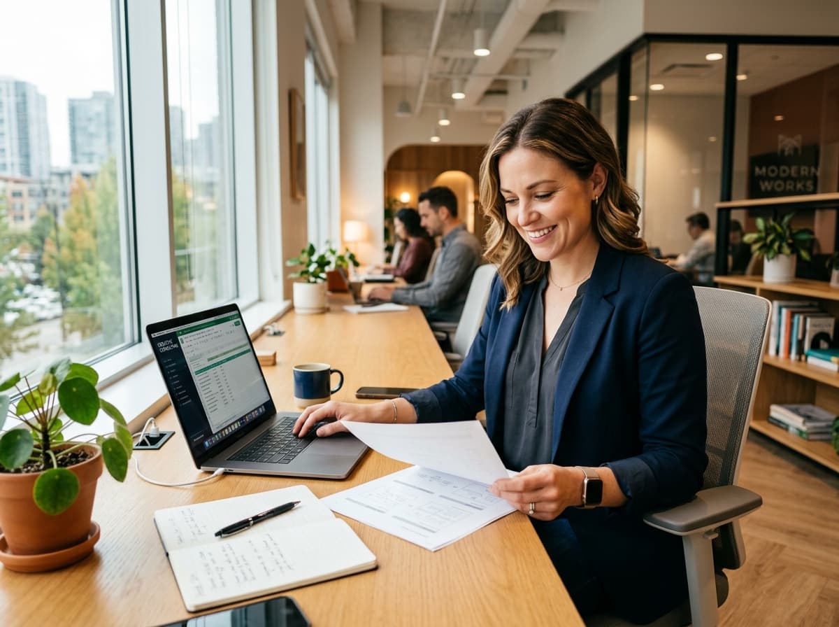 Independent contractor working in a modern workspace